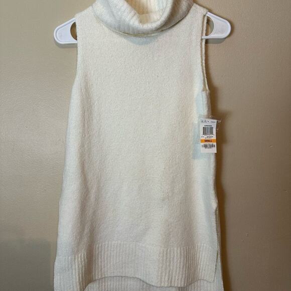 Bar III White Tunic Long Tank Top Turtleneck Sweater Wool Small Cream - Picture 1 of 5